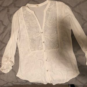 Anthropology Embroidered Detail Top